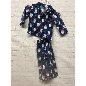 Old Navy Unisex Christmas Santa Pajamas 2 piece Set Blue 18-24 Months Toddler